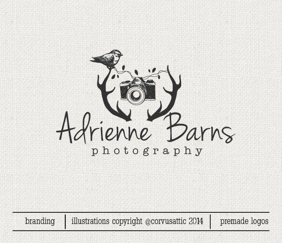 Bird Photography Logo - Bird on deer horns photography logo Eps and PNG watermark