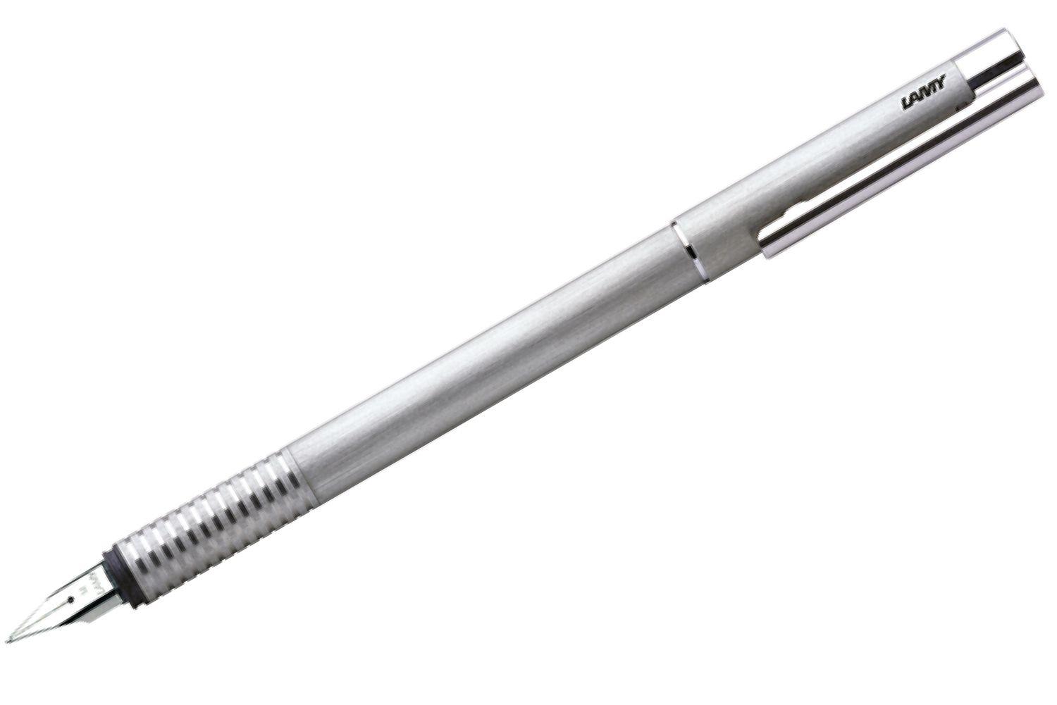 Lamy Logo - Lamy Logo Fountain Pen - Brushed Stainless Steel - Write GEAR