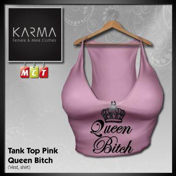 Queen Karma Logo - Second Life Marketplace - Karma - Tank Top Cross Pink Queen B***H