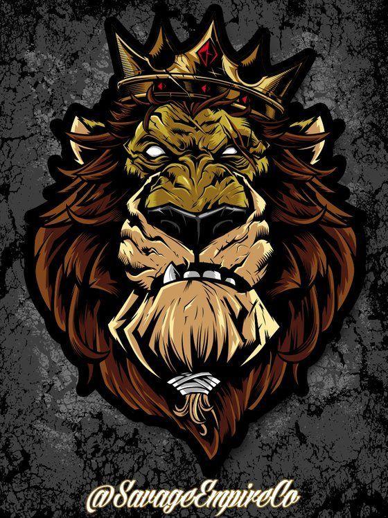 Lion King Savage Logo - Savage king stickers. Ghd. Drawings, Animal drawings