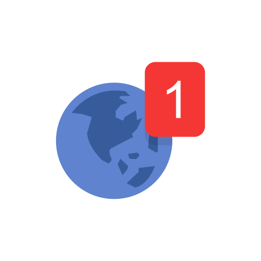 Notification Logo - Globe, notification, one notification, world map icon