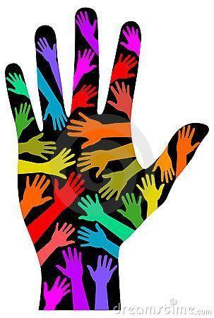 Multi Colored Hands Logo - LGBT Symbols Clip Art. illustration of multicolored hands against a