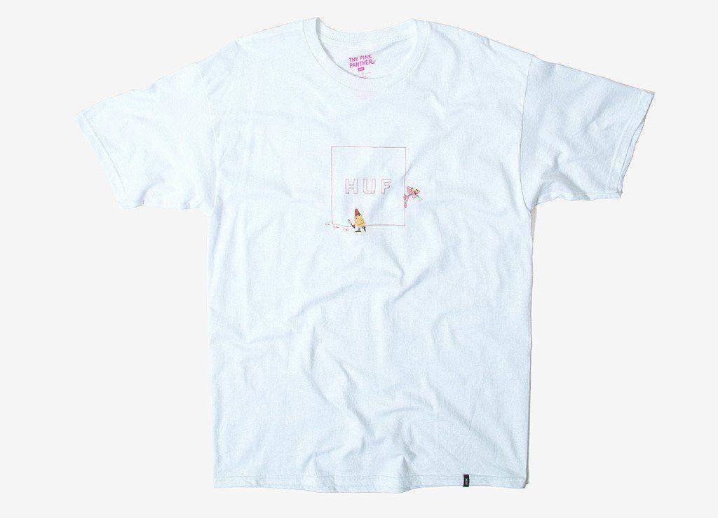 White X Blue Box Logo - HUF | HUF x Pink Panther Box Logo T Shirt White at The Chimp Store