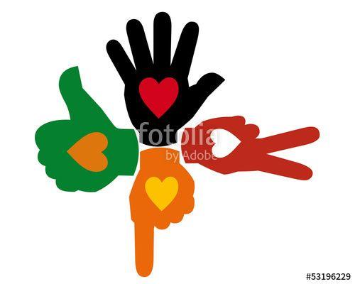 Multi Colored Hands Logo - Four multi-colored hands
