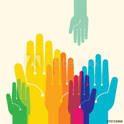 Multi Colored Hands Logo - Team symbol. Multicolored hands - Buy this stock vector and explore ...