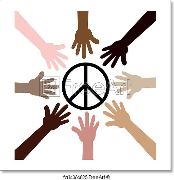 Multi Colored Hands Logo - Free art print of Hands around Peace symbol. Illustrated ...