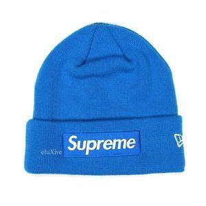 White X Blue Box Logo - NWT Supreme NY x New Era Bright Blue Box Logo Beanie Knit Hat FW18 ...