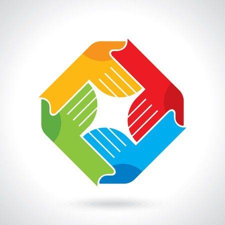 Multi Colored Hands Logo - Teamwork symbol Multicolored hands: Royalty-free vector graphics
