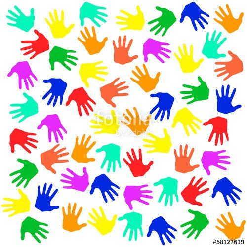 Multi Colored Hands Logo - Multi-colored hands - Vector illustration