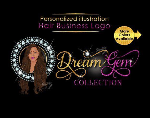 Diamond Hair Logo - Personalized Portrait Logo Custom Illustration Diamond Hair | Etsy