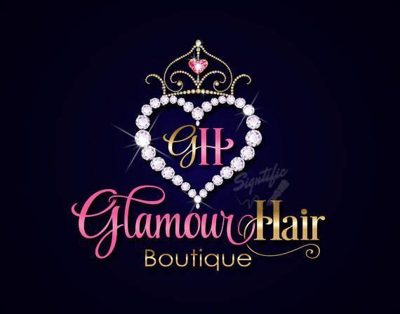 Diamond Hair Logo - Hair Extension Logo, Hair Logo, Hair Business Logo, Bling Diamond ...