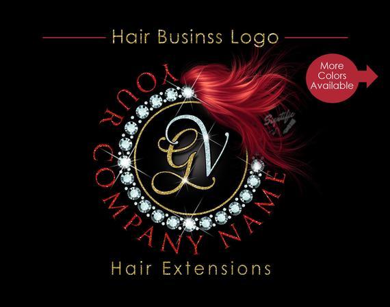 Diamond Hair Logo - Hair Extensions Logo Diamond Bling Logo Glitter Bling Logo