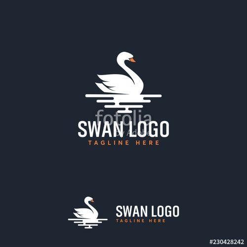 White Swan Logo - White Swan on Pixel Water logo designs concept vector, Luxury Swan