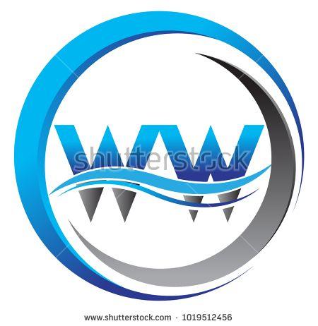 WW Logo - initial letter logo WW company name blue and grey color on circle