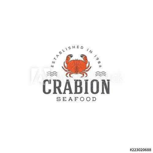 Crab Restaurant Logo - Seafood restaurant Logo template. Vector hand drawn Crab ...