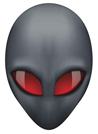 Red Eye Alien Logo - Creepy Black 3D Alien Head with Red Eyes Vinyl Decal
