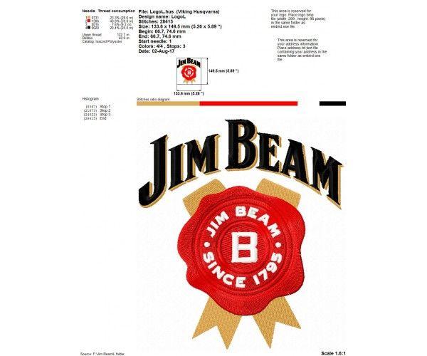 Jim Beam Logo - Jim Beam logo machine embroidery design for instant download