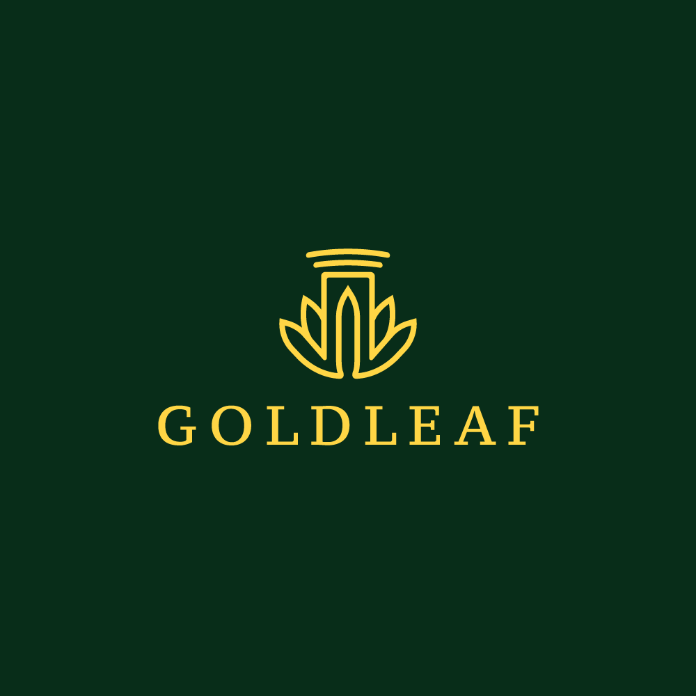 Gold Green Leaf Logo - For Sale: Gold Leaf Pillar Logo | Logo Cowboy