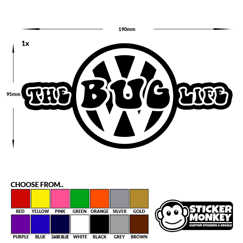 VW Bug Logo - The BUG Life VW Logo Vinyl Decal Sticker -Golf Scirocco GTI - CHOOSE ...