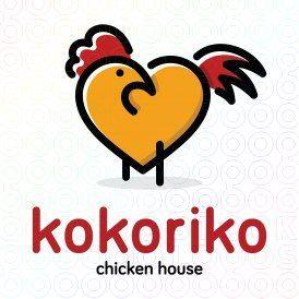 Rooster with Heart Logo - Kokoriko logo #logo, #animal, #chicken, #rooster, #heart, #design