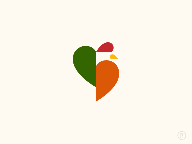 Rooster with Heart Logo - Rooster