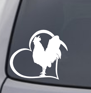 Rooster with Heart Logo - ROOSTER HEART Vinyl Decal Sticker Car Window Wall Bumper Animal ...