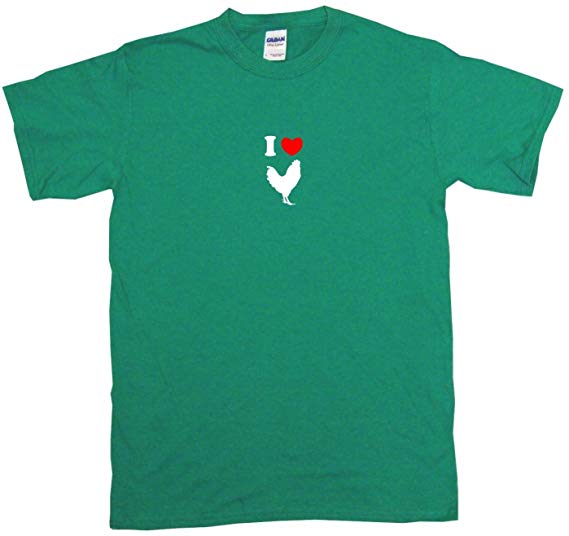 Rooster with Heart Logo - I Heart Love Rooster Chicken Logo Men's Tee Shirt: Clothing