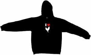 Rooster with Heart Logo - I Heart Love Rooster Chicken Logo Men's Hoodie Sweat Shirt Pick Size ...