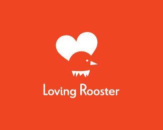 Rooster with Heart Logo - Heart Logo Designs