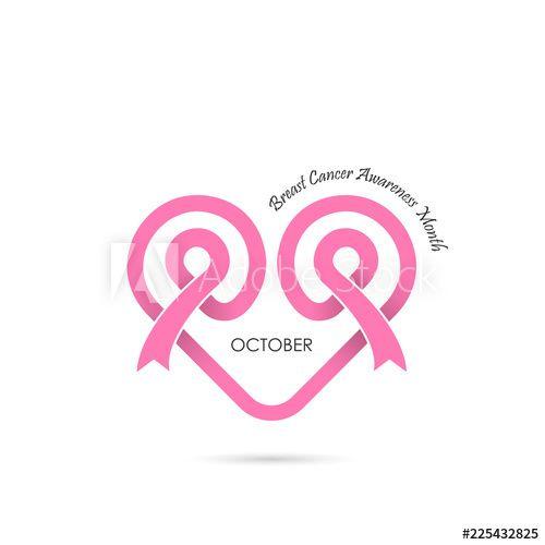 Adobe Campaign Logo - Heart shape & Pink Ribbon icon.Breast Cancer October Awareness Month ...