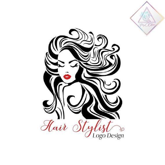Wavy Logo - Hairstylist logo long wavy hair custom logo design premade | Etsy
