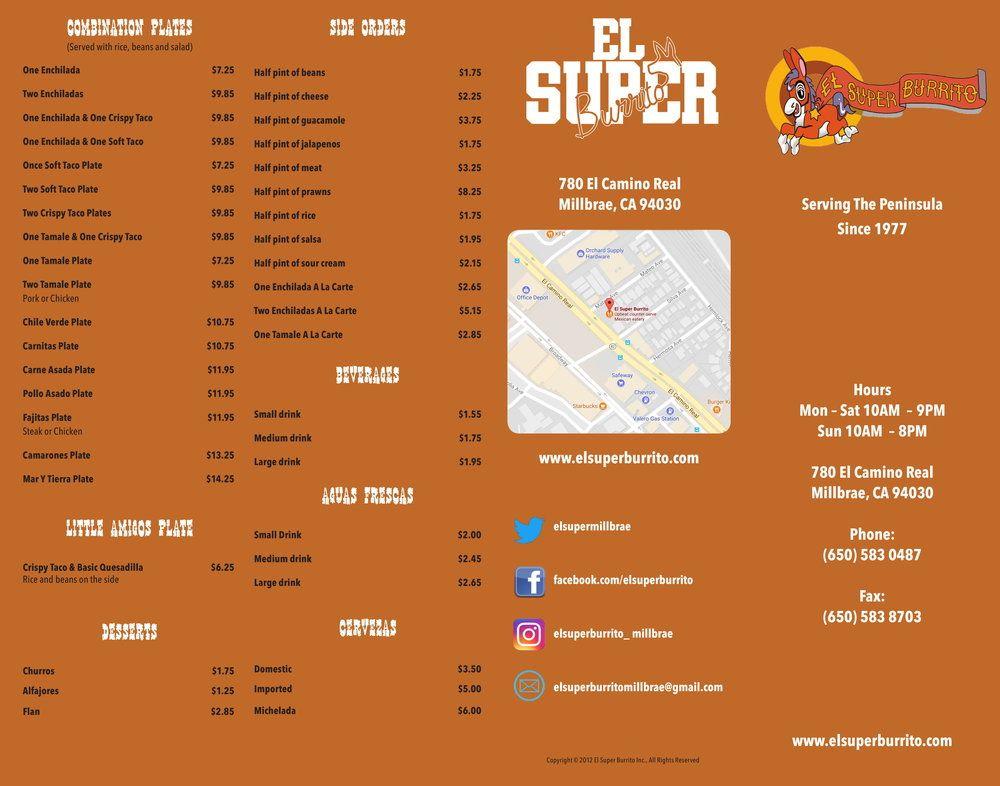 El Super Logo - Menu — El Super Burrito