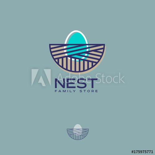 Blue Egg Logo - Nest logo. Family store logo. Nest with an egg on a blue background ...