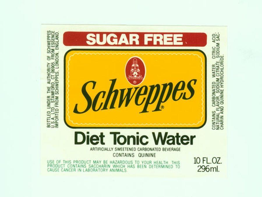 Vintage Schweppes Logo - Schweppes Diet Tonic Water Soda Label