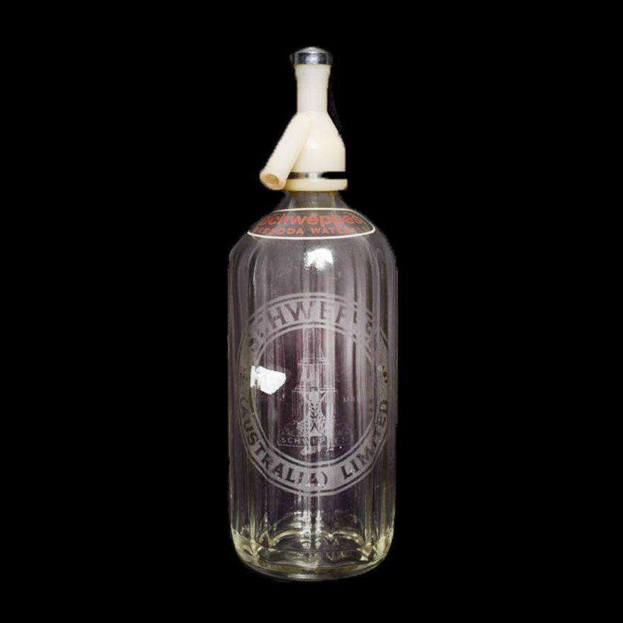 Vintage Schweppes Logo - Vintage Schweppes 30floz Seltzer Water Bottle