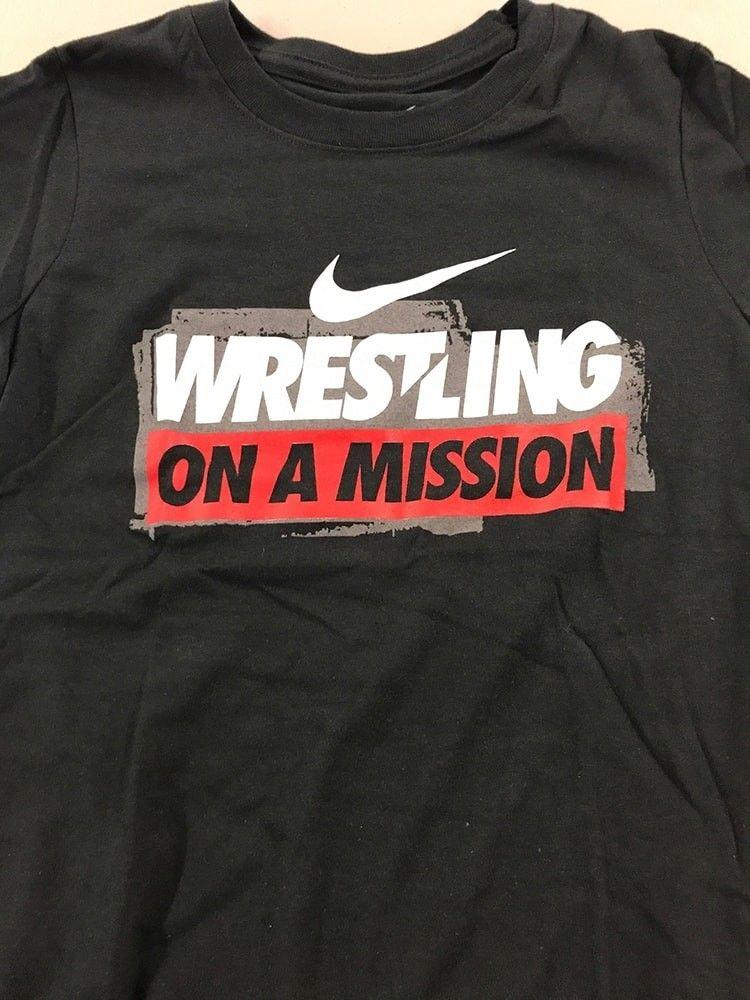 Red and Blue Wrestling Logo - Nike Wrestling On A Mission T Shirt (White / Grey / Red) Blue Chip