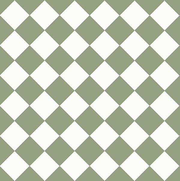 Green and White Square Logo - Floor tiles 10 x 10 cm white/green - Classic style