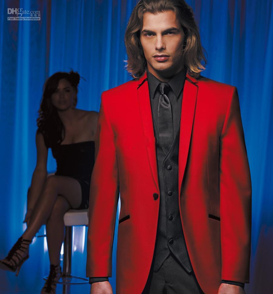 Man in Red Jacket Logo - Custom Made Red Jacket And Black Pants Groom Tuxedos Best Man ...