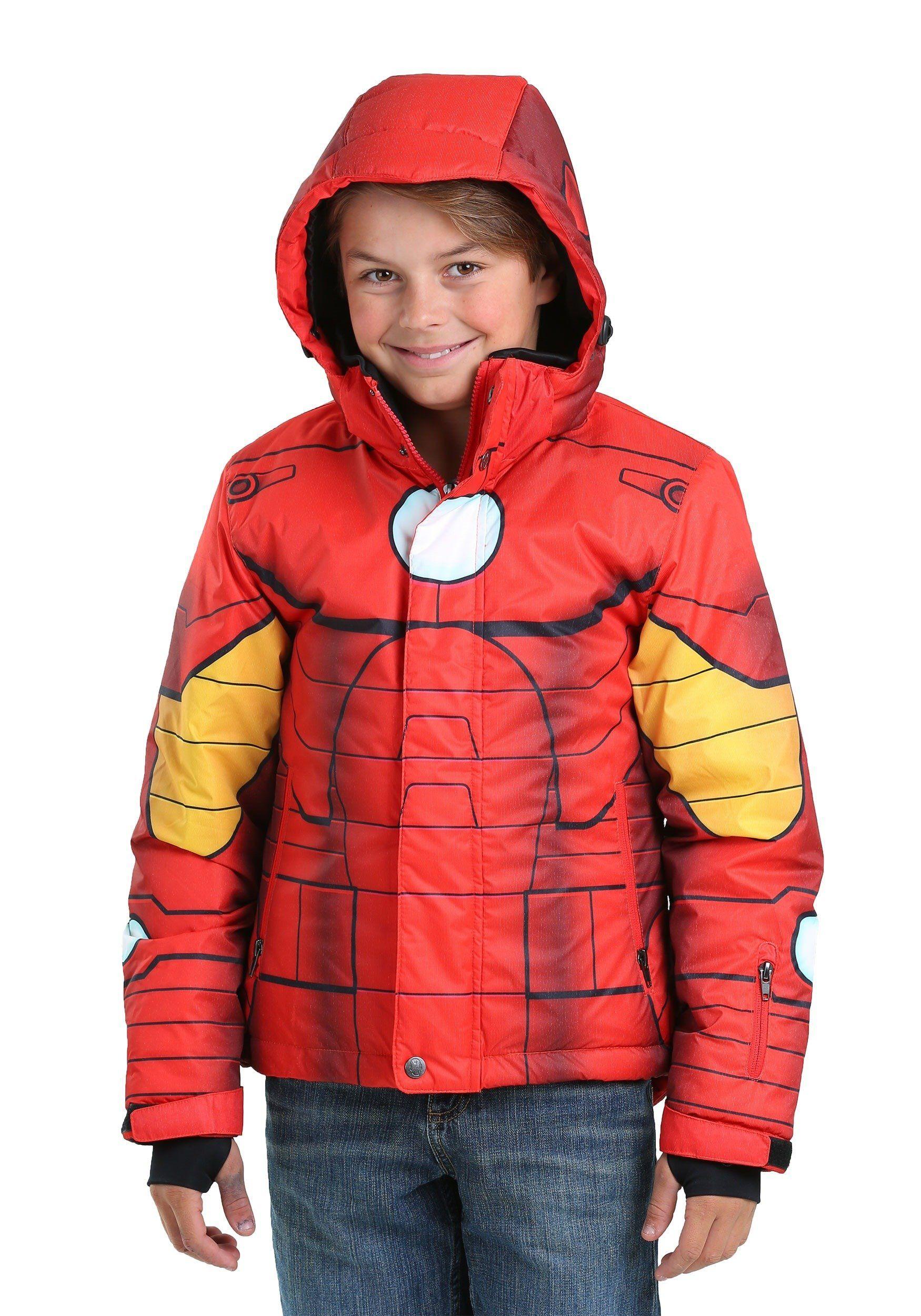 Man in Red Jacket Logo - Kids Iron Man Snow Jacket Red, Gold: Clothing