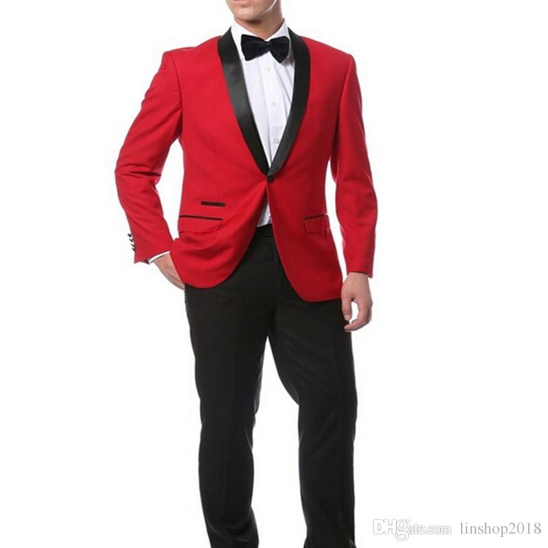 Man in Red Jacket Logo - 2019 Red Jacket + Black Pants And Bow Tie Hankerchief Groomsmen ...