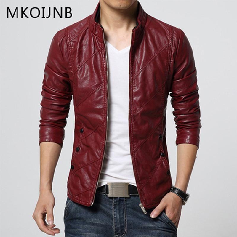 Man in Red Jacket Logo - Leisure Coat Men 2018 New Style Men Jacket Spring Autumn PU Leather