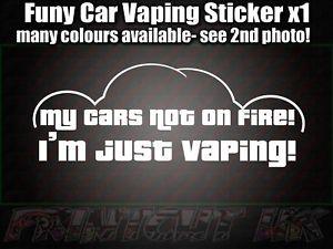 Funny Vape Logo - my Cars Not on fire im just vaping Sticker. Funny Car decal Vape ...