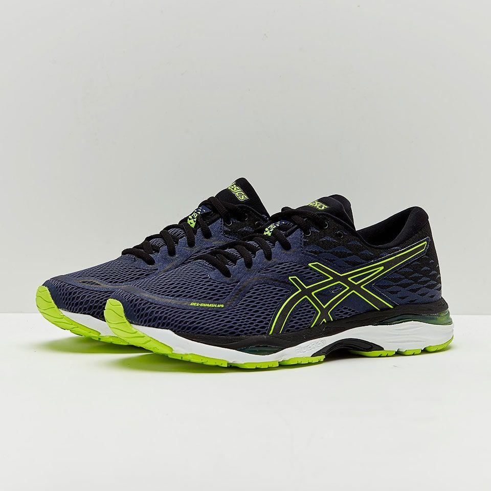 Indigo Blue and Black Logo - ASICS Gel-Cumulus 19 - Indigo Blue/Black/Safety Yellow HBXBAR