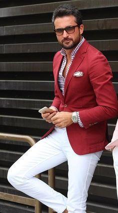 Man in Red Jacket Logo - Best Red Blazer image. Man fashion, Man style, Male style