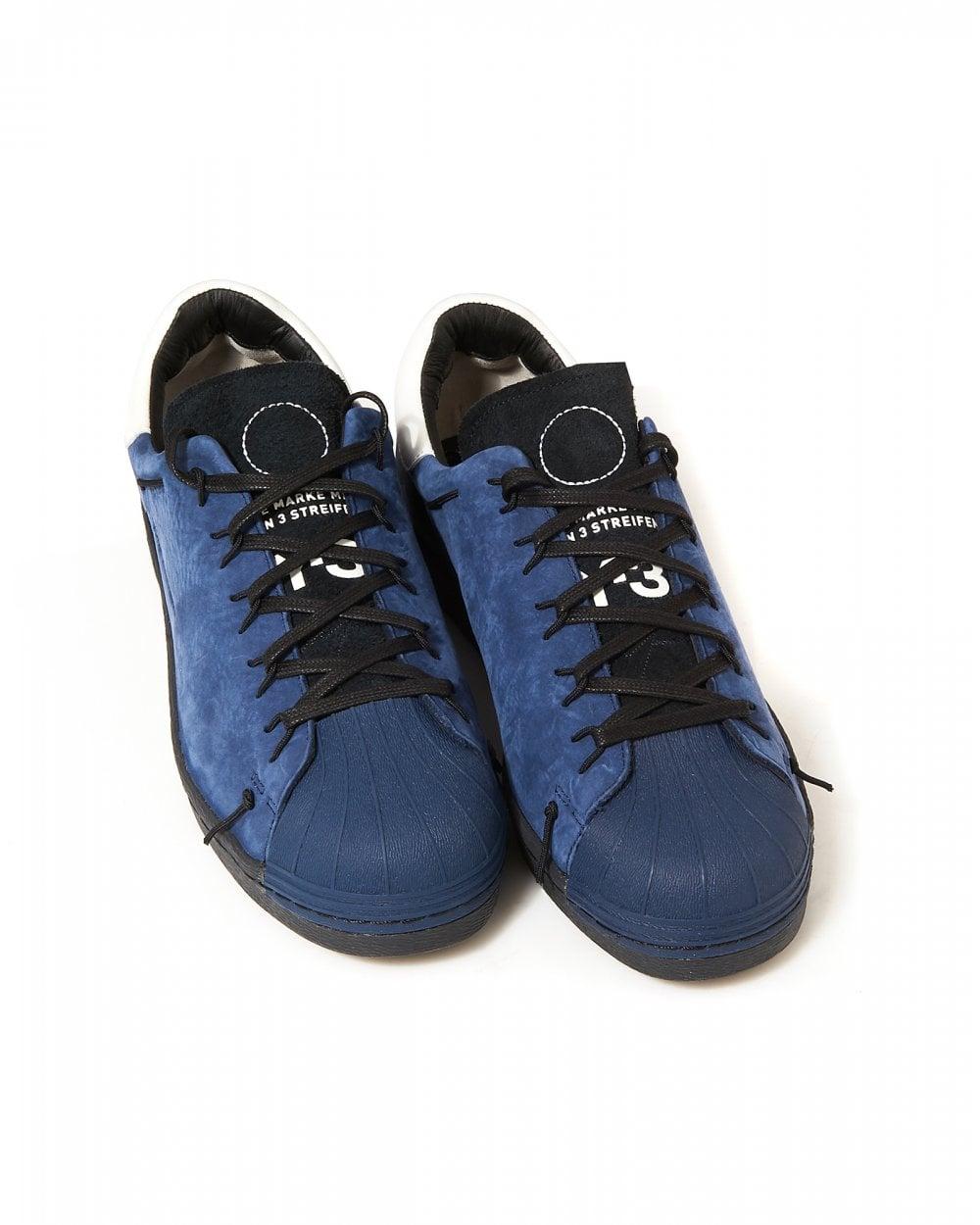 Indigo Blue and Black Logo - Y-3 Mens Super Knot Trainers, Night Indigo Blue Suede Sneakers