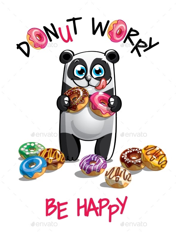 Cartoon Panda Logo - Vector Illustration of Cartoon Panda with Donuts. by Say_cheese ...