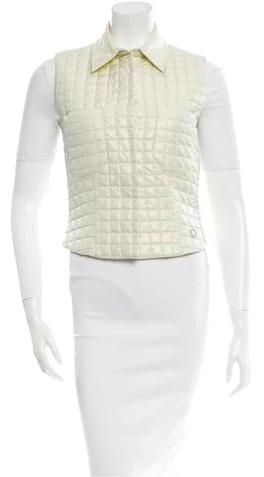 Puffy White Logo - Chanel Ivory Beige Off White Cream Jacket Fantasy Metallic ...