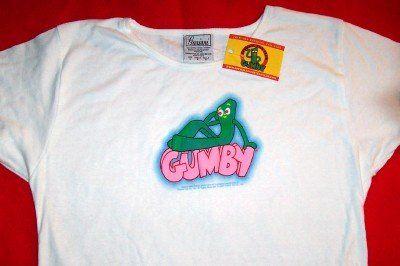 Puffy White Logo - Gumby Babydoll T Shirt Puffy Logo White Size Large New