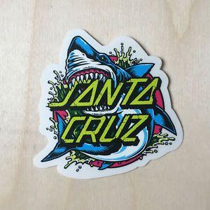 Shark Santa Cruz Logo - NHS Santa Cruz shark logo sticker fish attack skateboard neon ocean ...