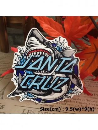 Shark Santa Cruz Logo - Shark Hipster Santa Cruz Logo Waterproof Die Cut Decal Vinyl Sticker